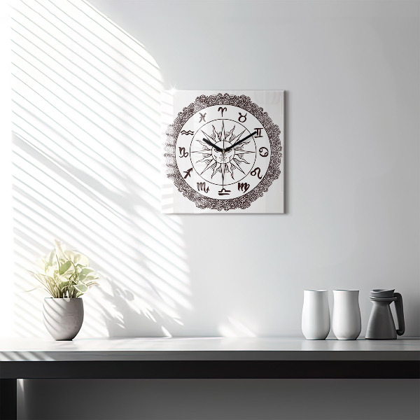 Square glass clock Decorative zodiacs
