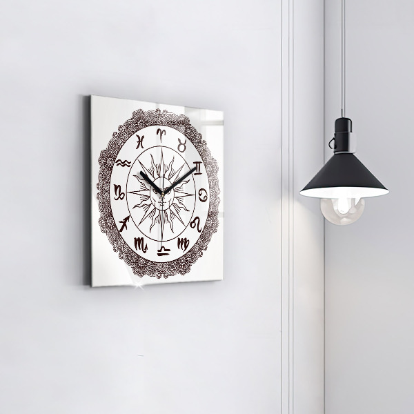 Square glass clock Decorative zodiacs