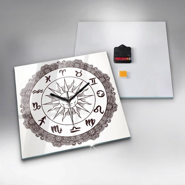 Square glass clock Decorative zodiacs