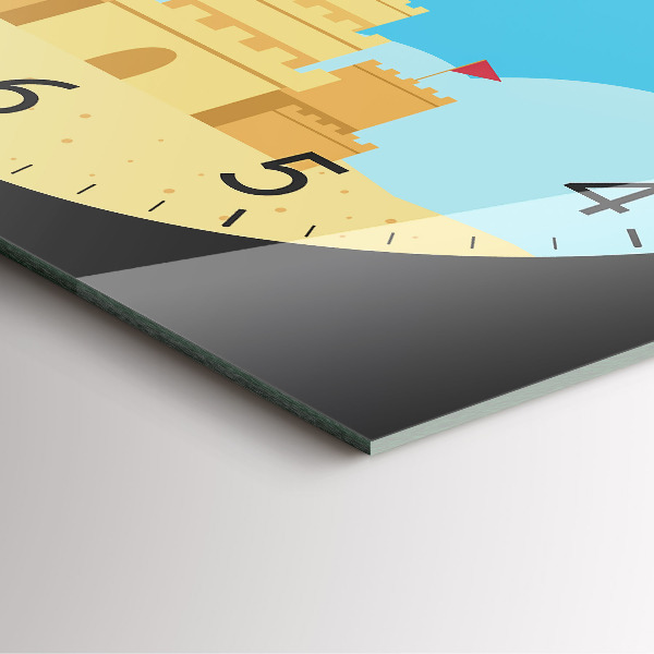 Square glass clock Sandcastle