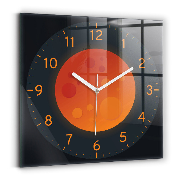 Square glass clock Full moon