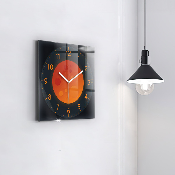 Square glass clock Full moon