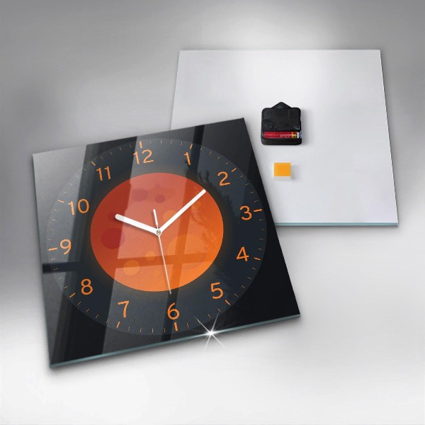 Square glass clock Full moon
