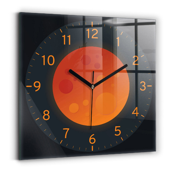 Square glass clock Full moon