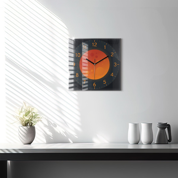Square glass clock Full moon