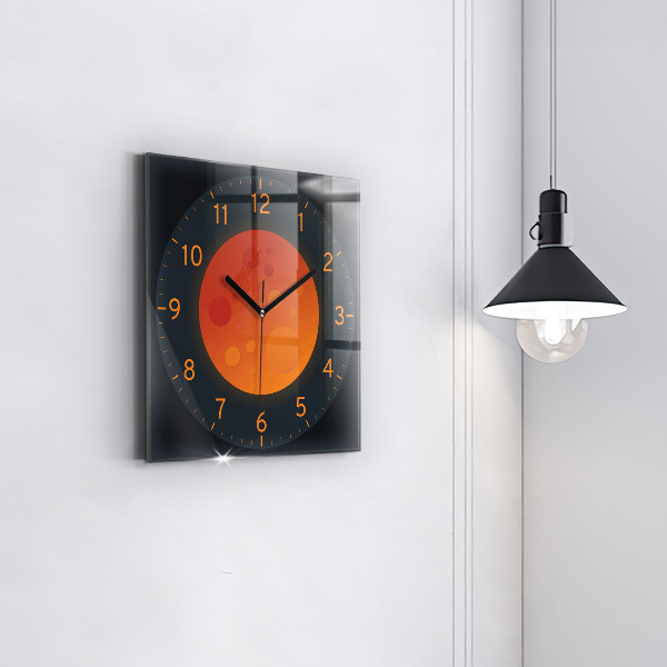 Square glass clock Full moon