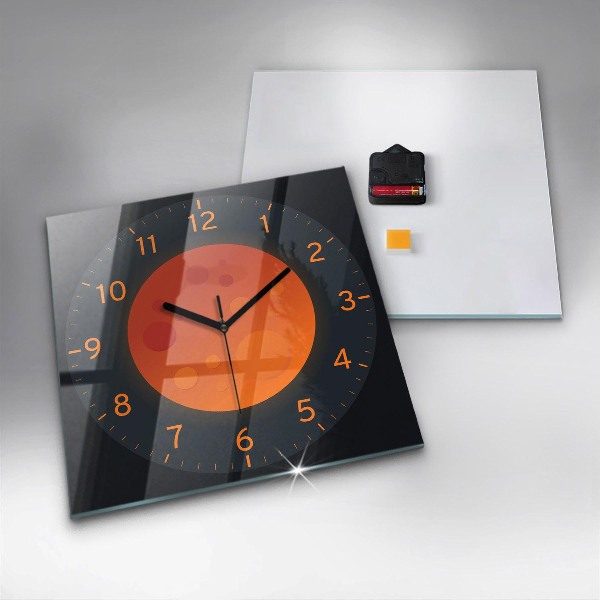Square glass clock Full moon