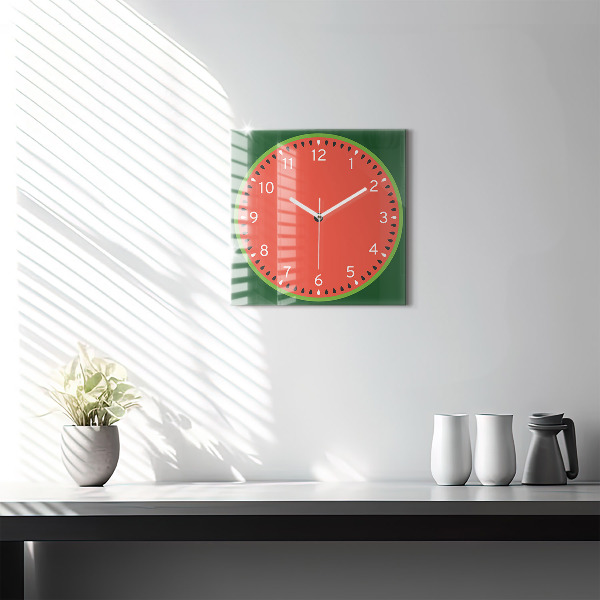 Square glass clock Sweet watermelon