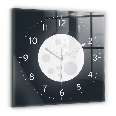 Square glass clock Full moon
