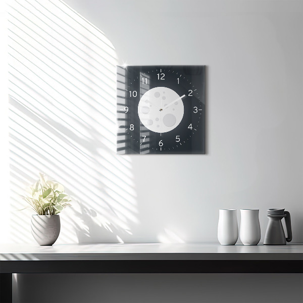 Square glass clock Full moon