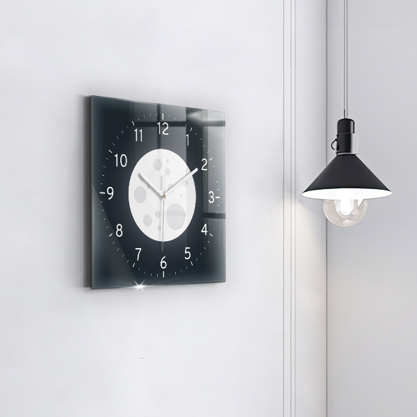 Square glass clock Full moon