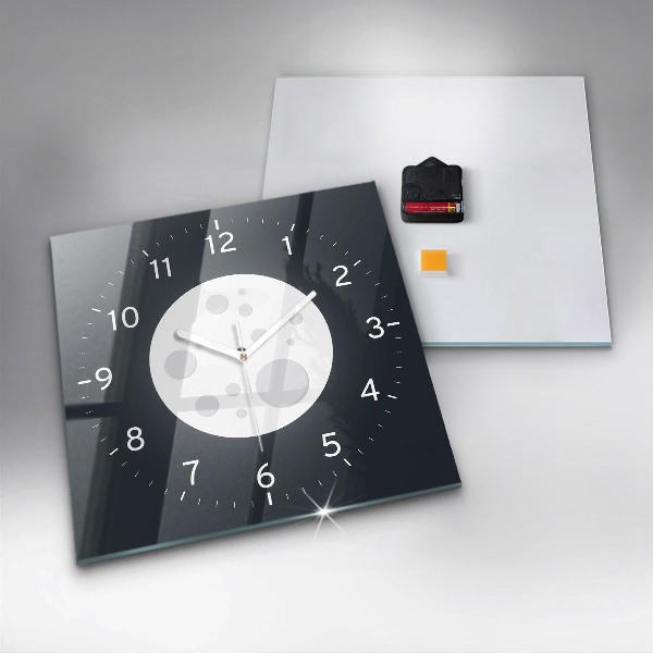 Square glass clock Full moon