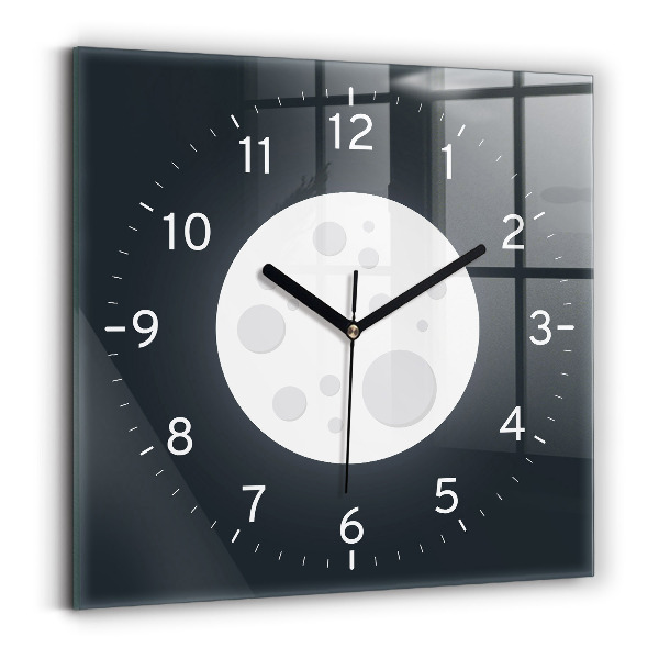 Square glass clock Full moon