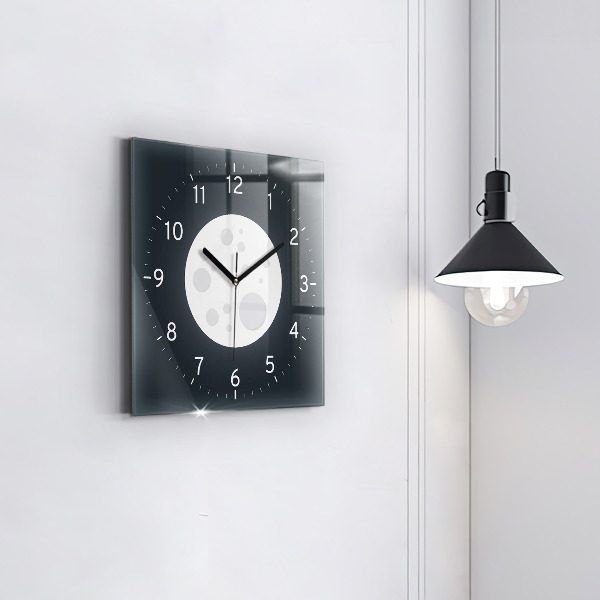 Square glass clock Full moon
