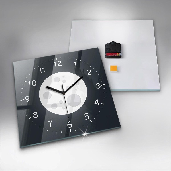 Square glass clock Full moon