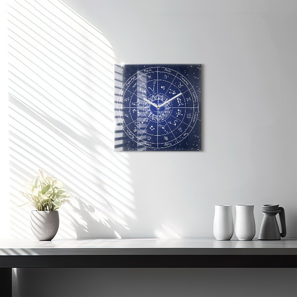 Square glass clock Zodiac constellations