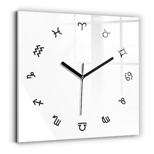 Square glass clock Minimalist zodiacs