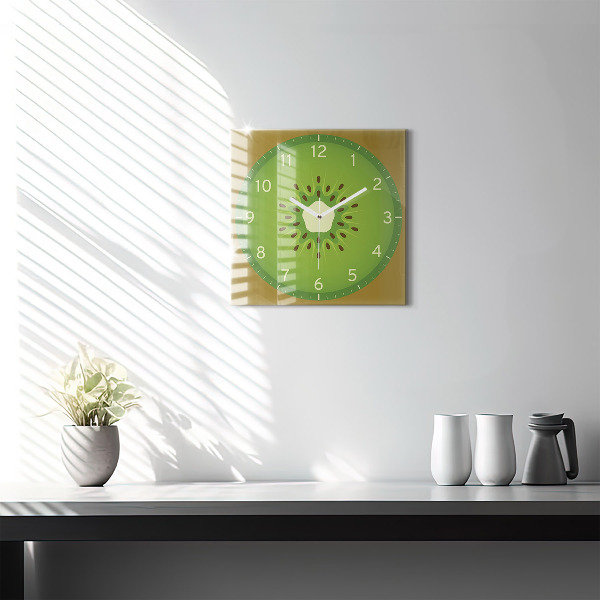 Square glass clock Kiwi fruit