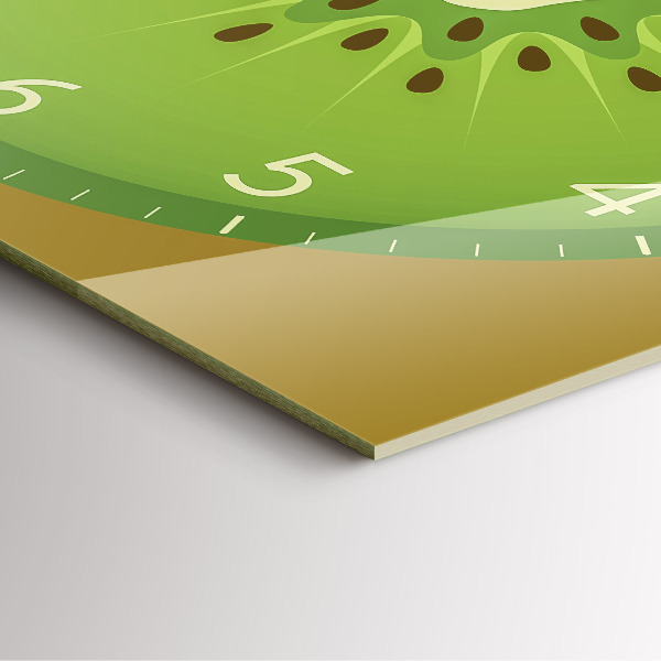 Square glass clock Kiwi fruit