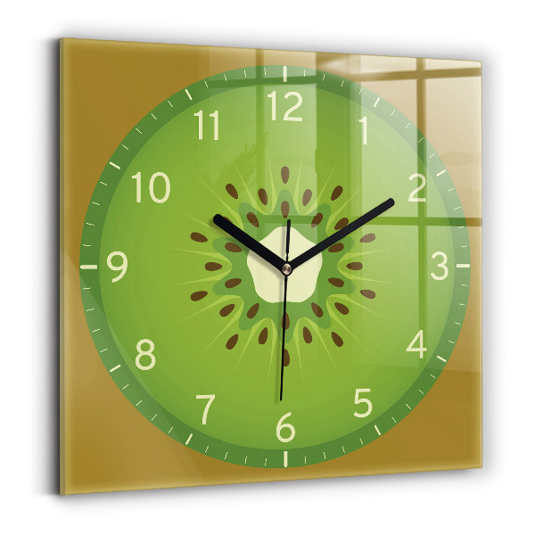 Square glass clock Kiwi fruit