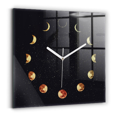 Square glass clock Moon phases