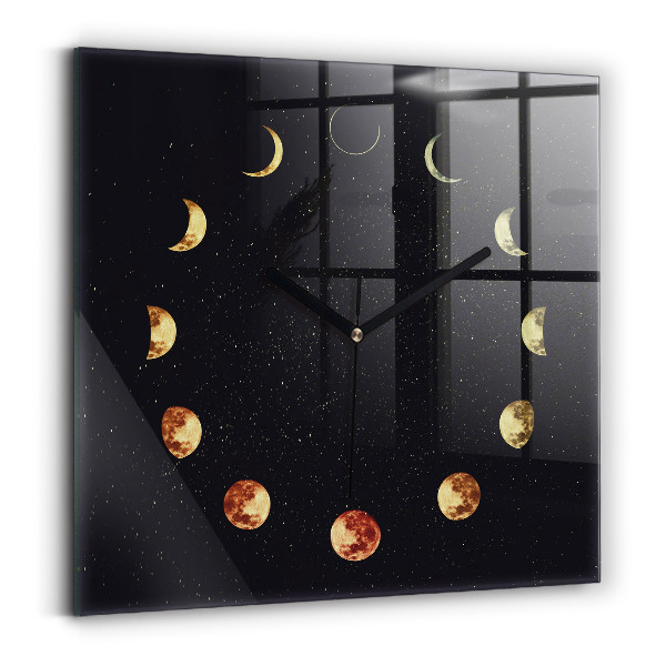 Square glass clock Moon phases