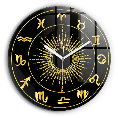 Round clock glass Zodiac Signs