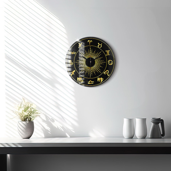 Round clock glass Zodiac Signs
