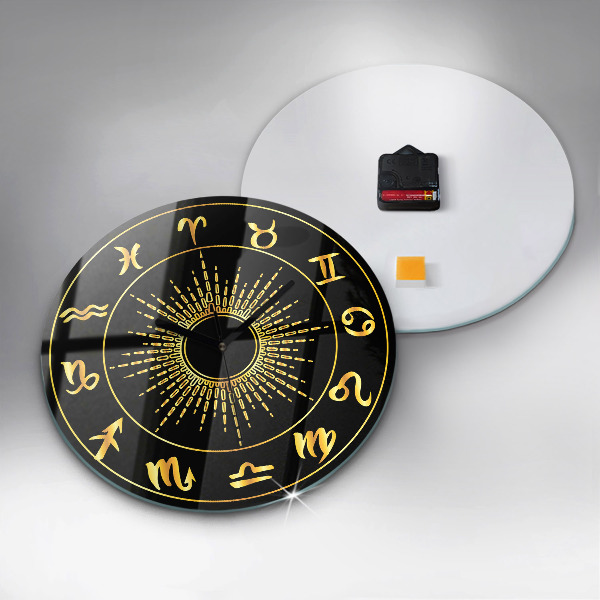 Round clock glass Zodiac Signs