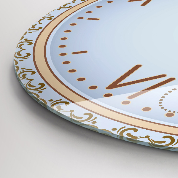 Round clock glass Blue Flowers