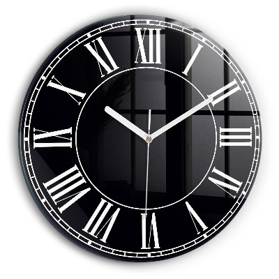 Round clock glass Black Roman Numerals