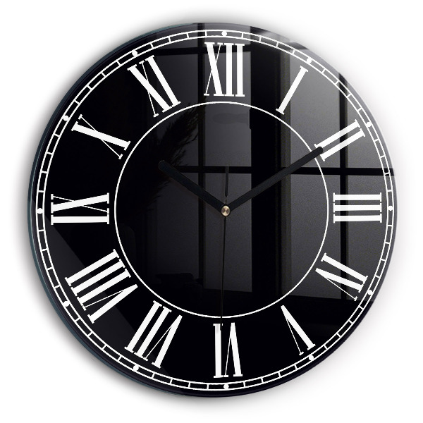Round clock glass Black Roman Numerals