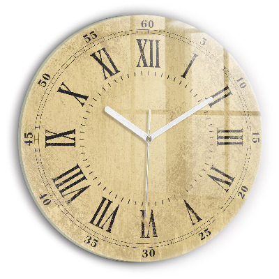 Round clock glass Brown Roman Numerals