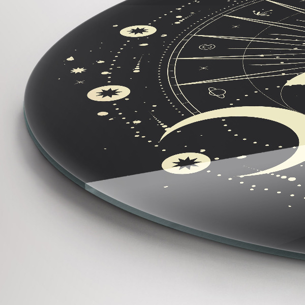 Round clock glass Moons and Sun