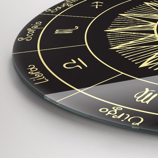 Round clock glass Zodiacs and Sun