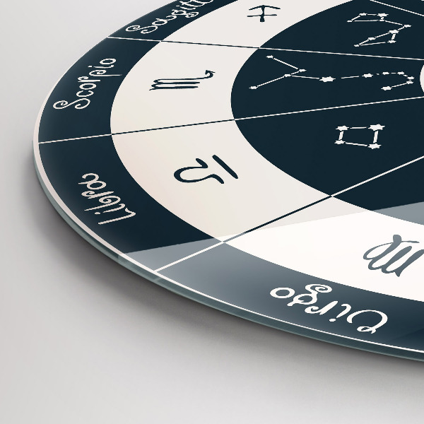 Round clock glass Zodiac Constellations