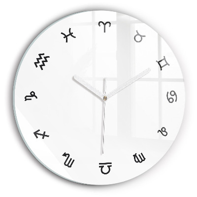 Round clock glass Minimalist Zodiacs