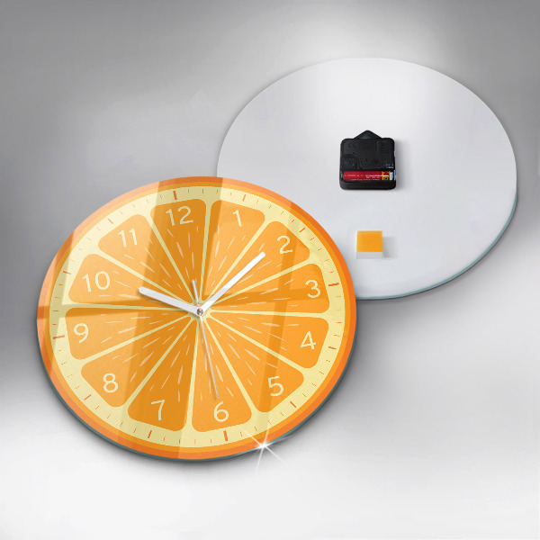 Round clock glass Juicy Orange
