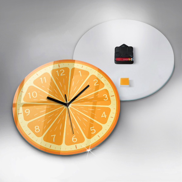 Round clock glass Juicy Orange