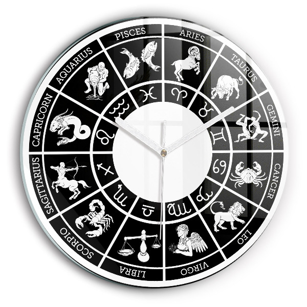 Round clock glass Zodiac