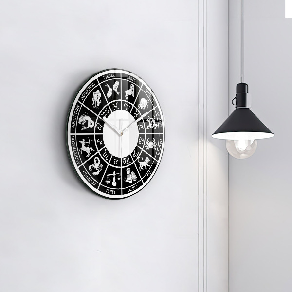 Round clock glass Zodiac