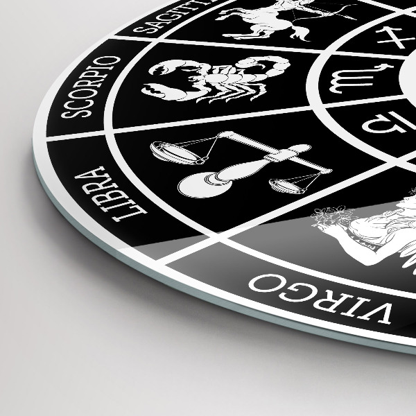 Round clock glass Zodiac