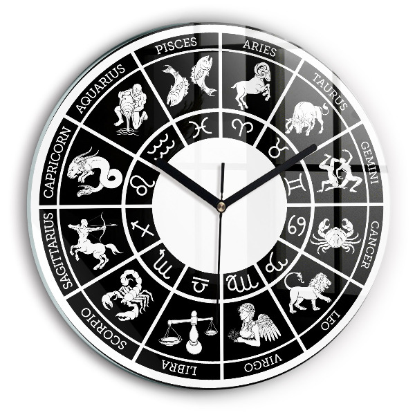 Round clock glass Zodiac