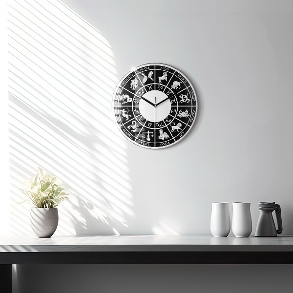 Round clock glass Zodiac