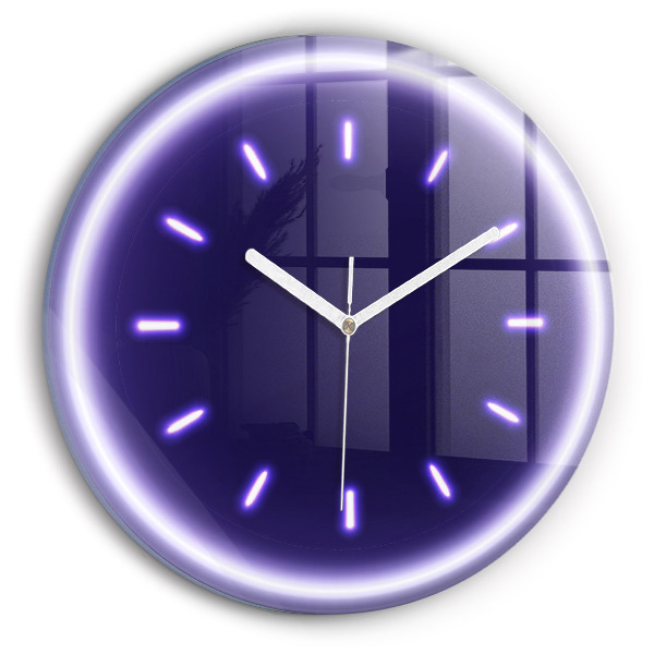 Round clock glass Neon lines