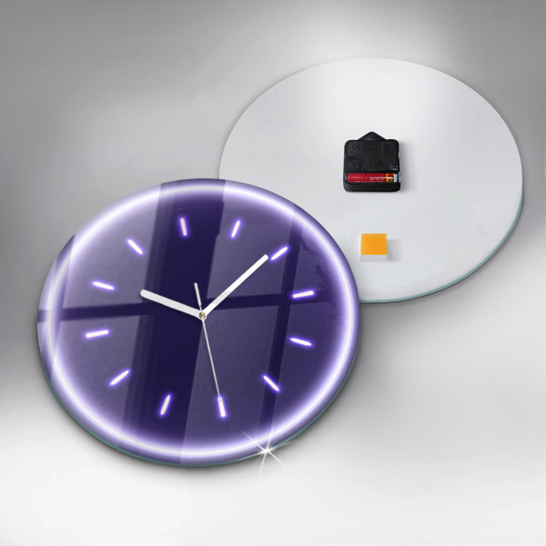 Round clock glass Neon lines