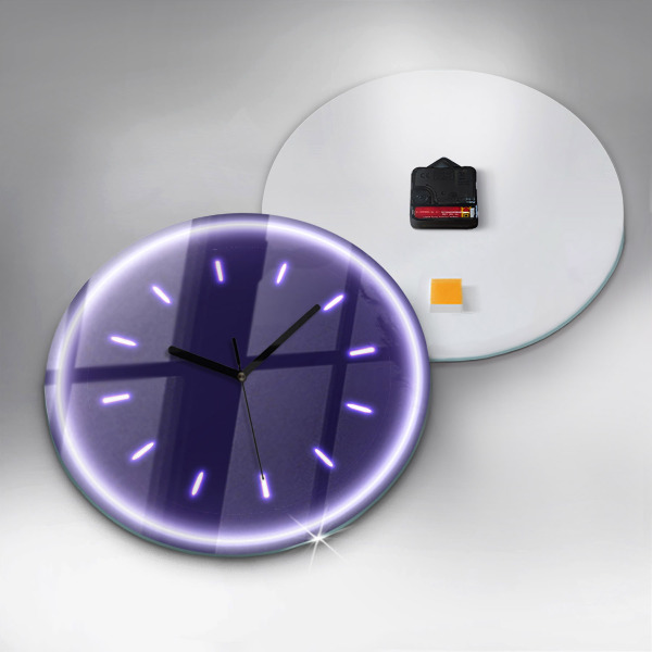 Round clock glass Neon lines